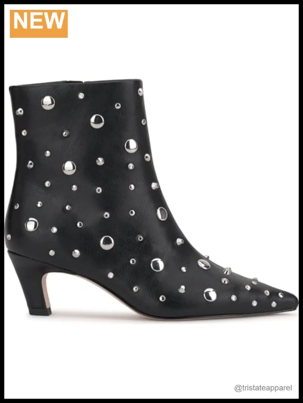 Faux Leather Kitten Heel Ankle Bootie Pointed Toe Pull-On